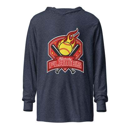 Performance | Hooded Long Sleeve T Shirt | KY Flames | Emblem Logo