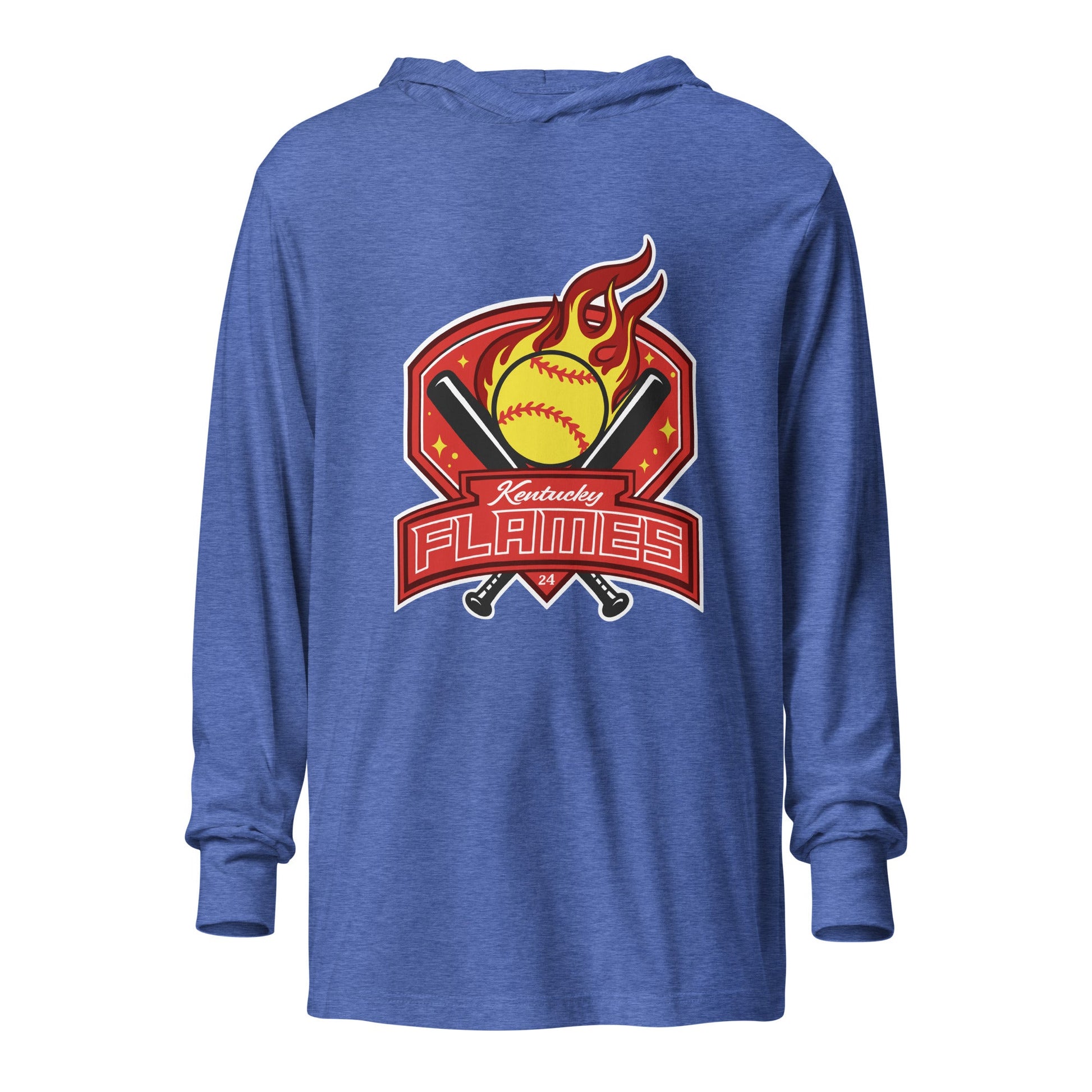 Performance | Hooded Long Sleeve T Shirt | KY Flames | Emblem Logo
