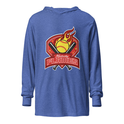 Performance | Hooded Long Sleeve T Shirt | KY Flames | Emblem Logo