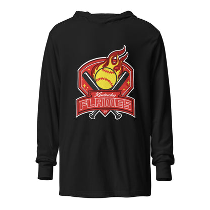 Performance | Hooded Long Sleeve T Shirt | KY Flames | Emblem Logo