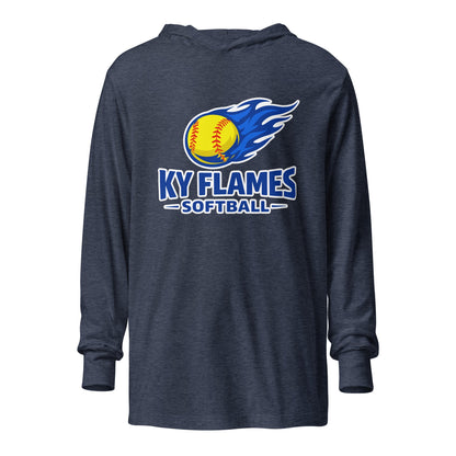 Performance | Hooded Long Sleeve T Shirt | KY Flames | Mark Logo