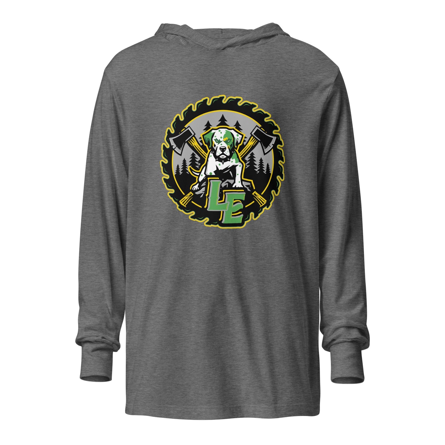 Performance | Hooded Long Sleeve T Shirt | Lake Erie Power Pines | Saw Logo