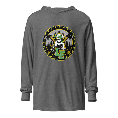 Performance | Hooded Long Sleeve T Shirt | Lake Erie Power Pines | Saw Logo