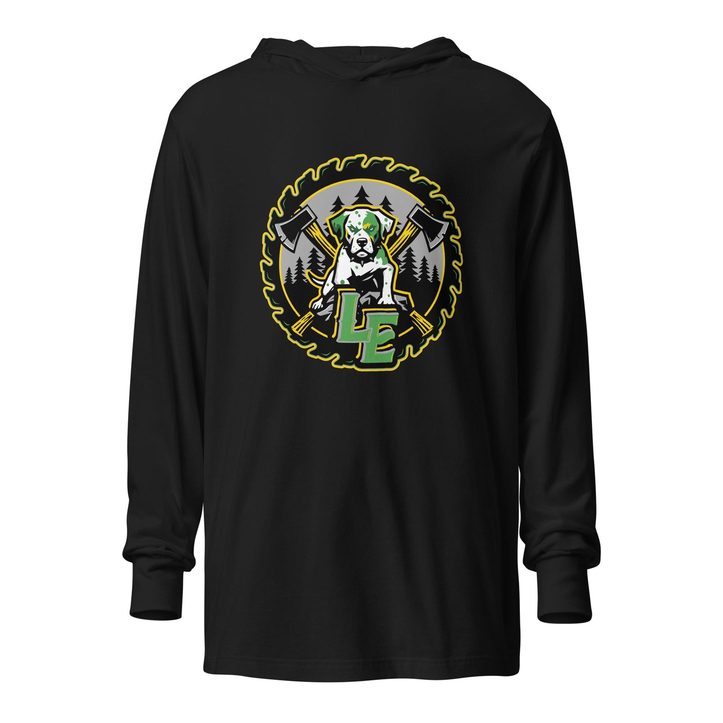 Performance | Hooded Long Sleeve T Shirt | Lake Erie Power Pines | Saw Logo