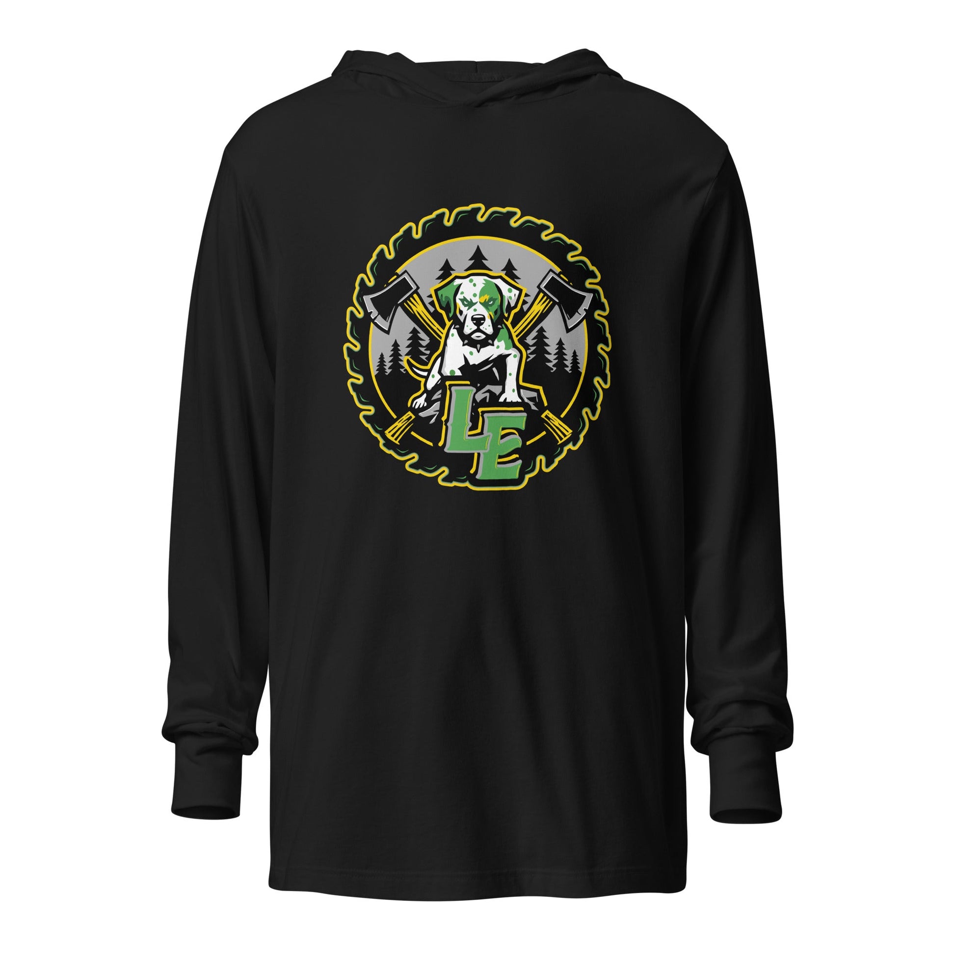 Performance | Hooded Long Sleeve T Shirt | Lake Erie Power Pines | Saw Logo