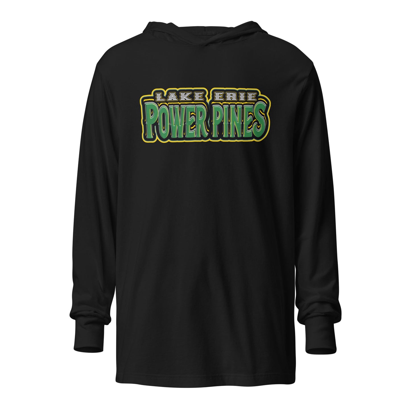 Performance | Hooded Long Sleeve T Shirt | Lake Erie Power Pines | Script Logo