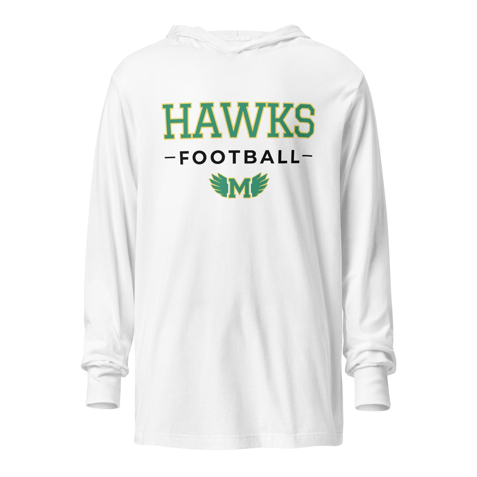 Performance | Hooded Long Sleeve T Shirt | Lake Minneola Hawks Football | Mark Logo