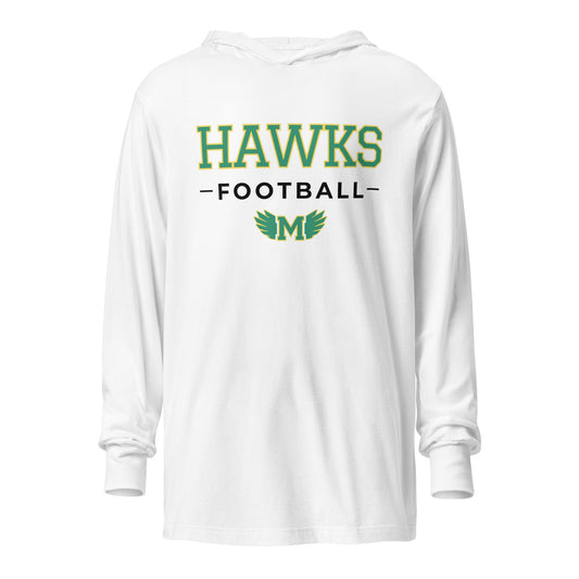 Performance | Hooded Long Sleeve T Shirt | Lake Minneola Hawks Football | Mark Logo