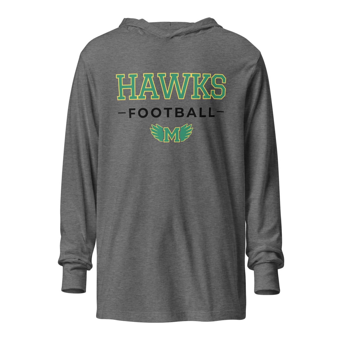 Performance | Hooded Long Sleeve T Shirt | Lake Minneola Hawks Football | Mark Logo