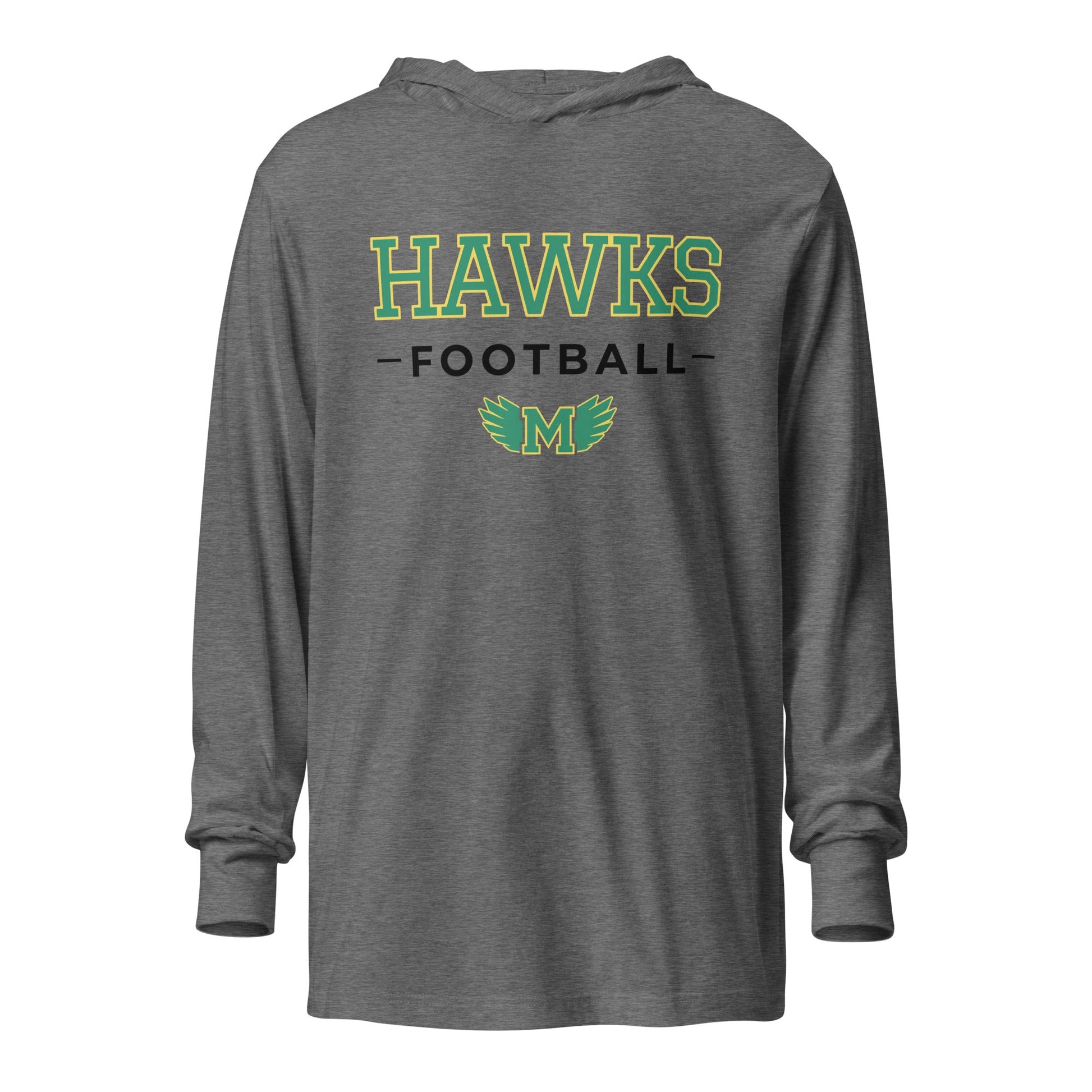 Performance | Hooded Long Sleeve T Shirt | Lake Minneola Hawks Football | Mark Logo