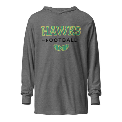 Performance | Hooded Long Sleeve T Shirt | Lake Minneola Hawks Football | Mark Logo