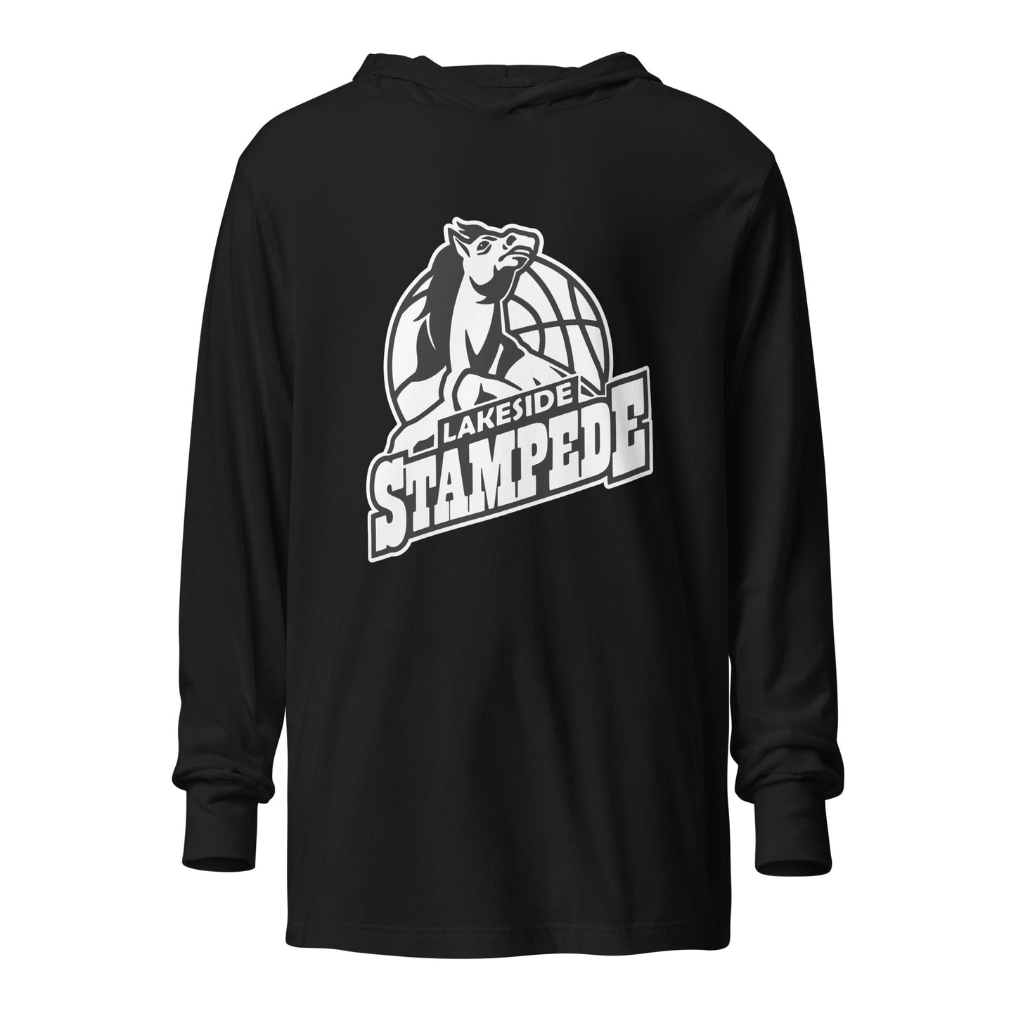 Performance | Hooded Long Sleeve T Shirt | Lakeside Stampede | Basketball Mascot Logo