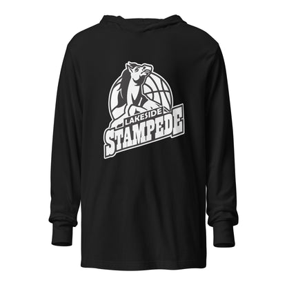 Performance | Hooded Long Sleeve T Shirt | Lakeside Stampede | Basketball Mascot Logo