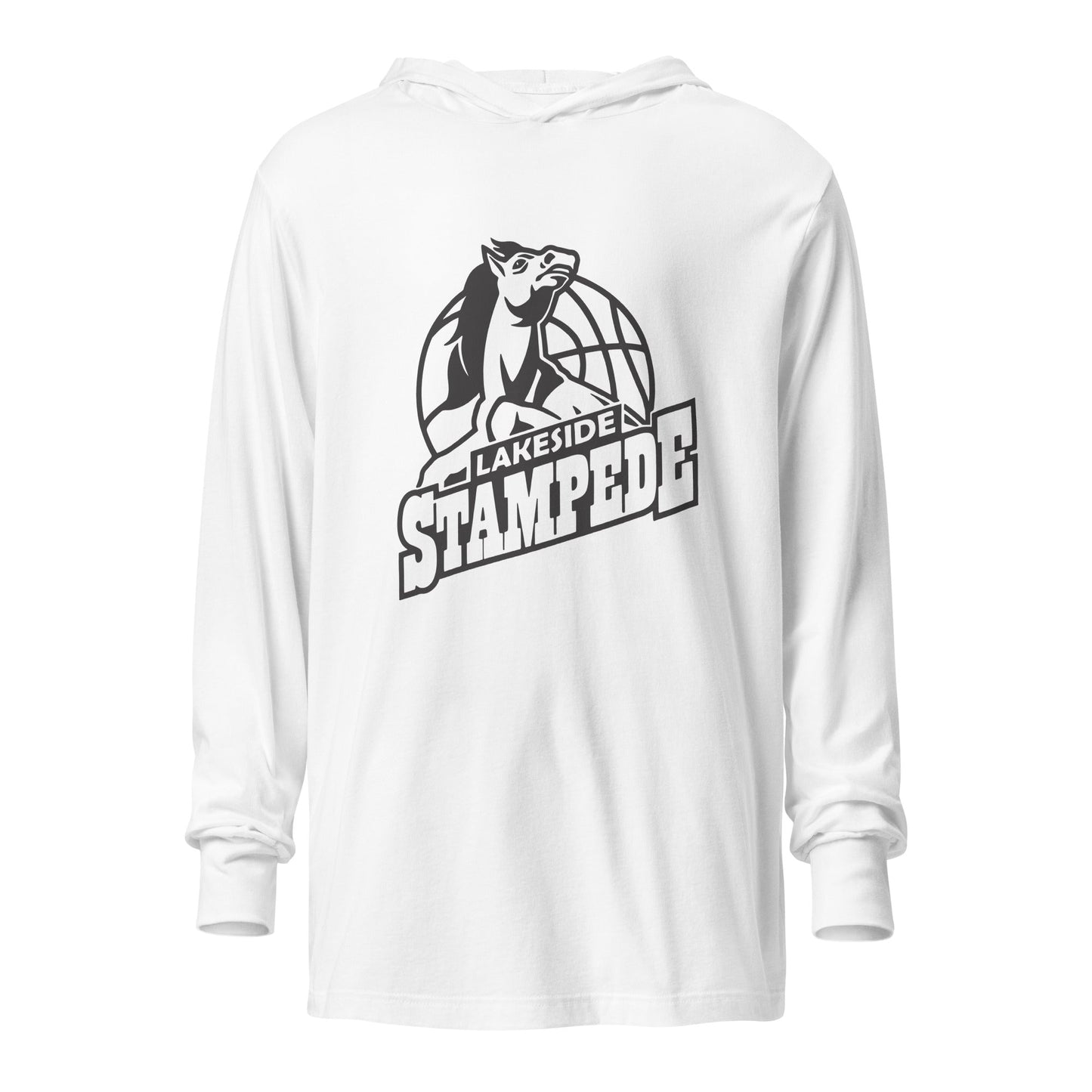 Performance | Hooded Long Sleeve T Shirt | Lakeside Stampede | Basketball Mascot Logo