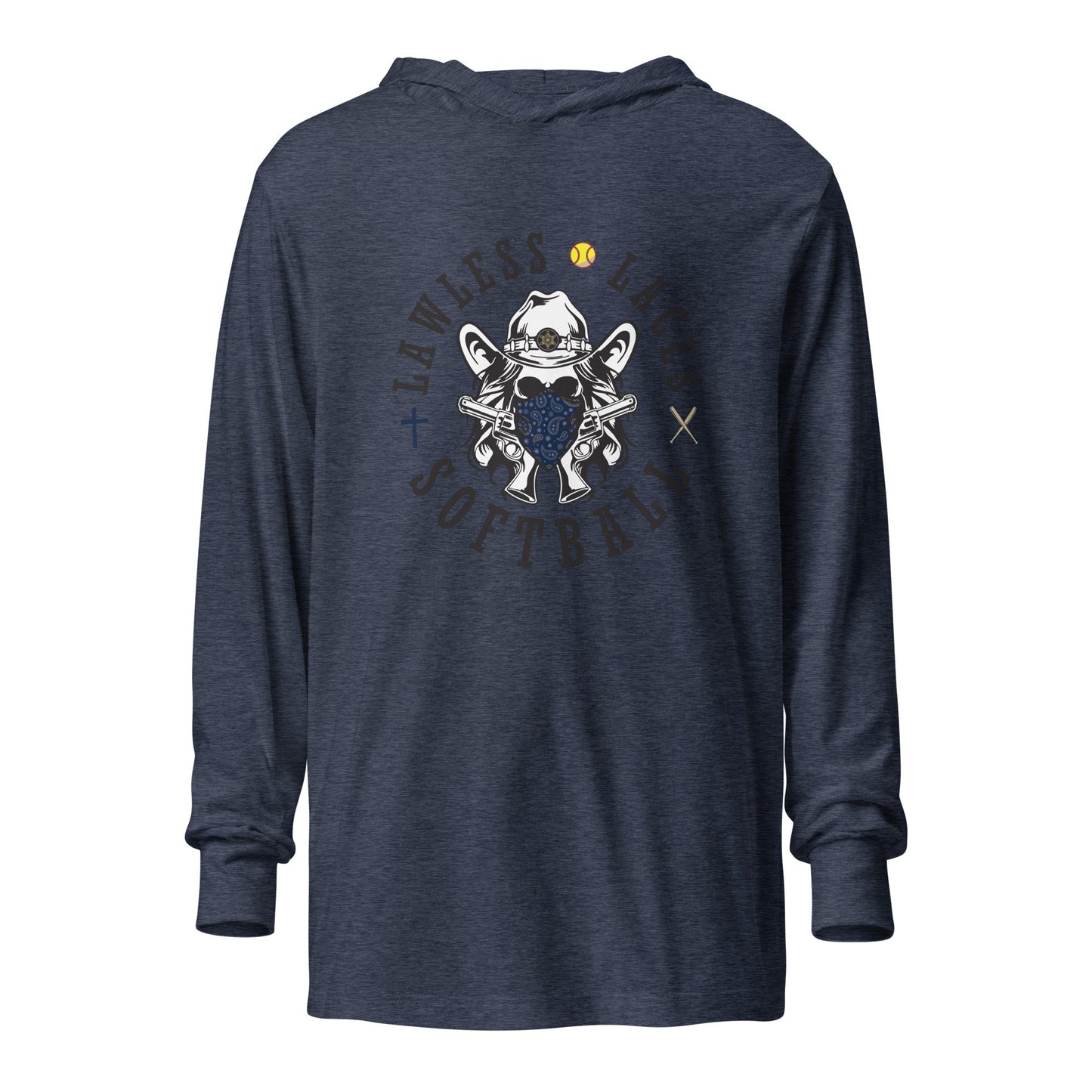 Performance | Hooded Long Sleeve T Shirt | Lawless Laces Softball | Bandana Mascot Logo