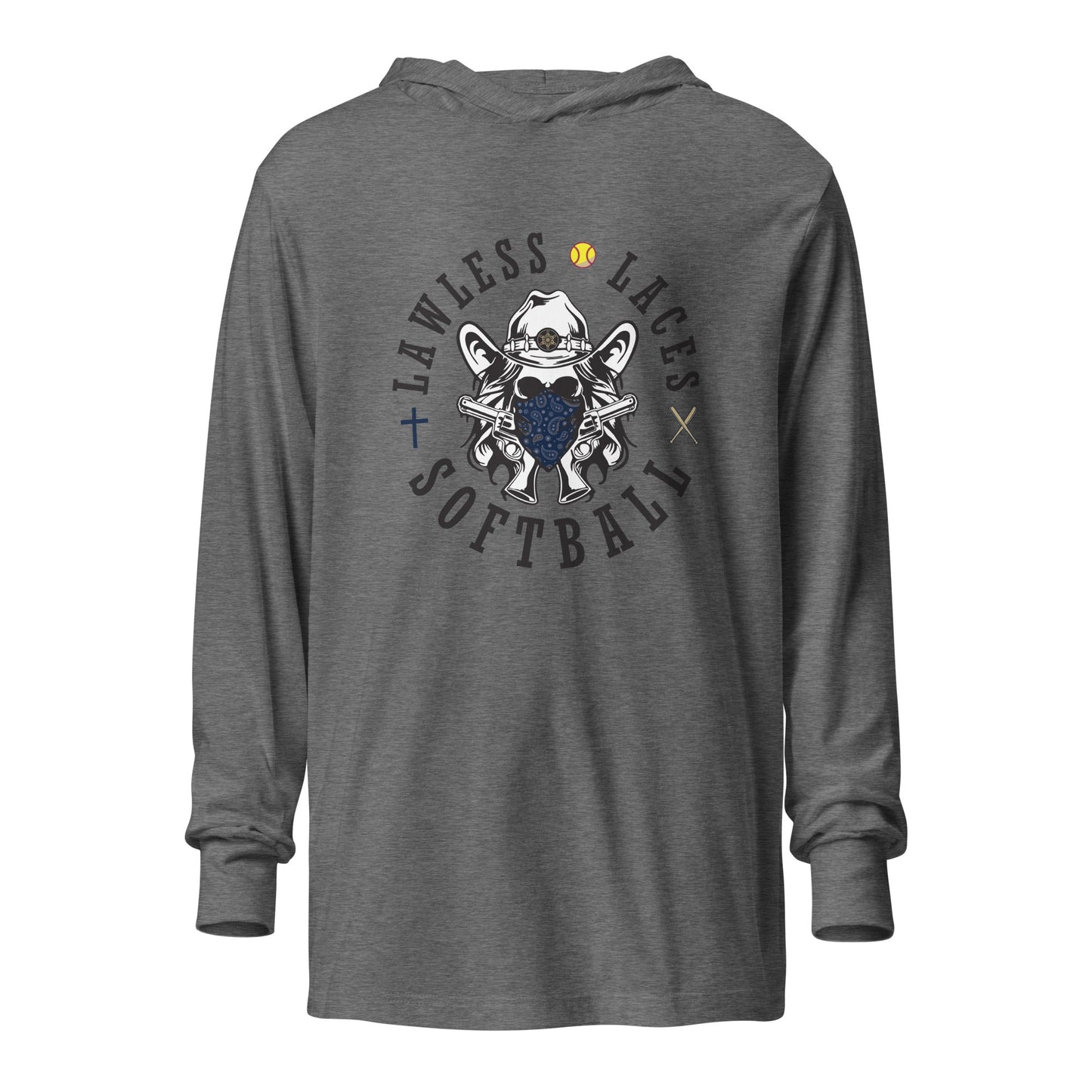Performance | Hooded Long Sleeve T Shirt | Lawless Laces Softball | Bandana Mascot Logo