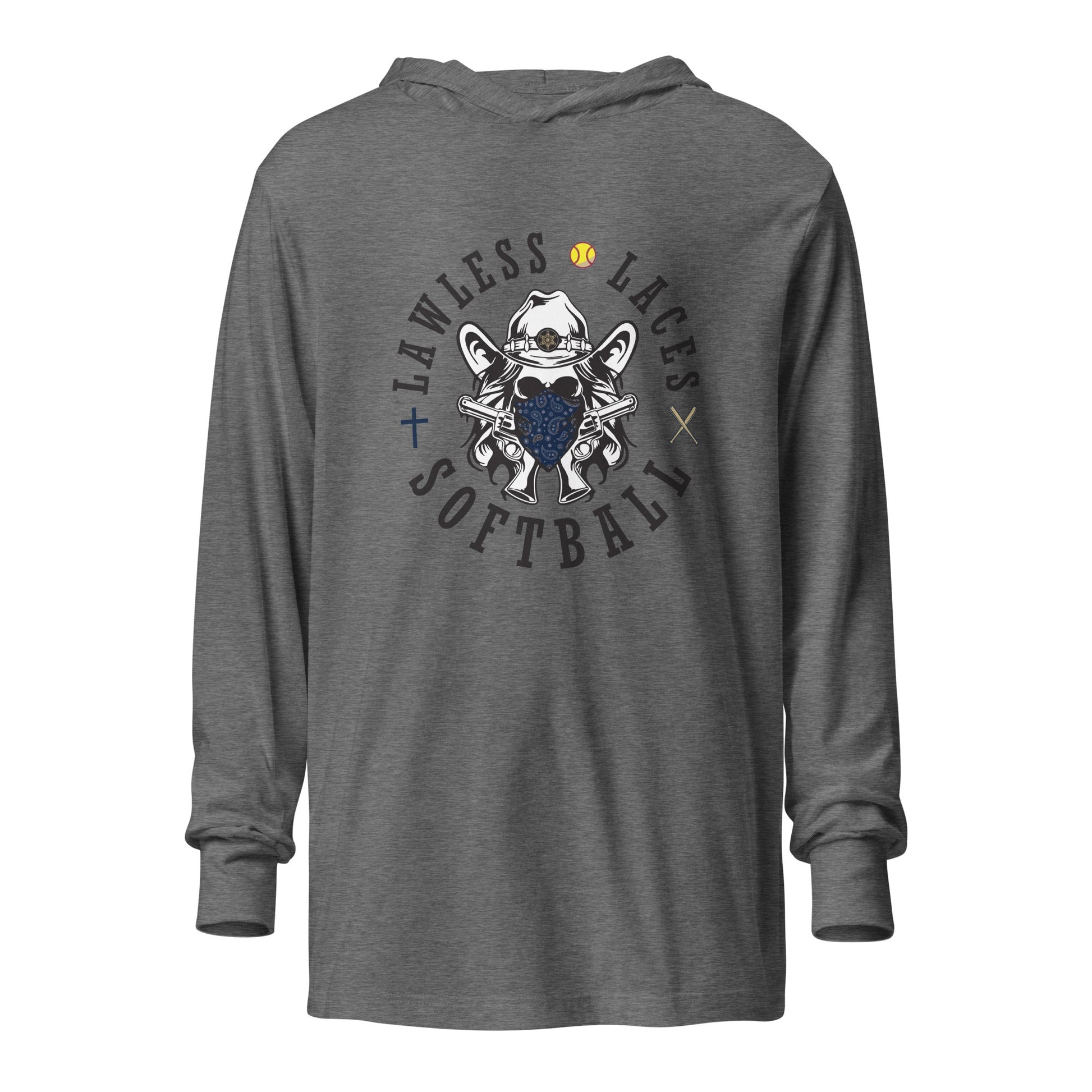Performance | Hooded Long Sleeve T Shirt | Lawless Laces Softball | Bandana Mascot Logo