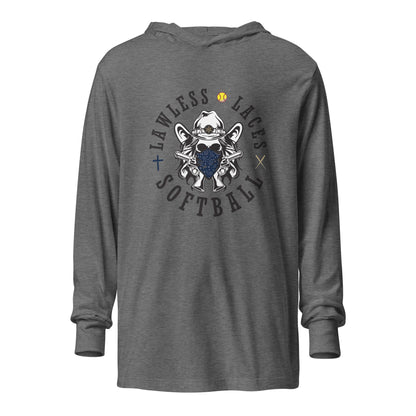 Performance | Hooded Long Sleeve T Shirt | Lawless Laces Softball | Bandana Mascot Logo
