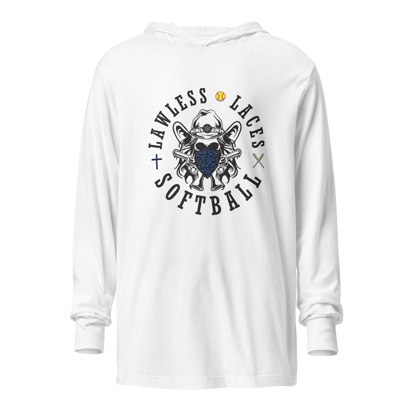 Performance | Hooded Long Sleeve T Shirt | Lawless Laces Softball | Bandana Mascot Logo