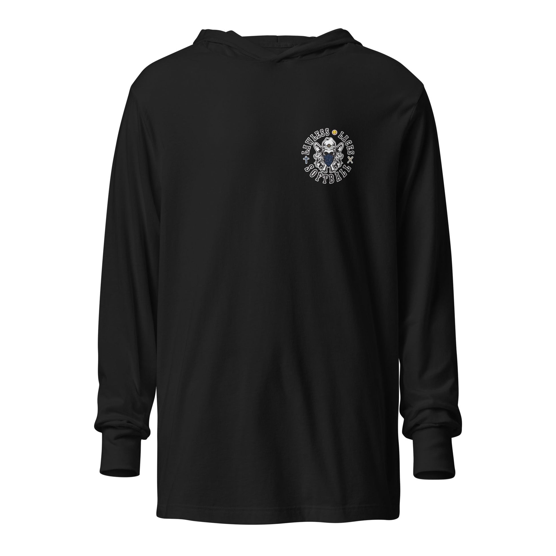 Performance | Hooded Long Sleeve T Shirt | Lawless Laces Softball | Outlined Pocket Logo