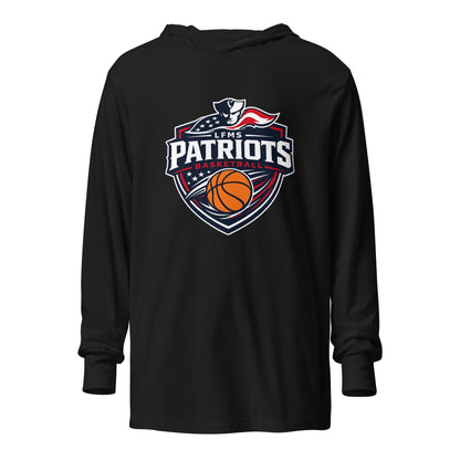 Performance | Hooded Long Sleeve T Shirt | LFMS Athletics | Patriots Basketball Logo
