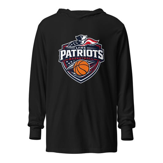 Performance | Hooded Long Sleeve T Shirt | LFMS Athletics | Patriots Basketball Logo