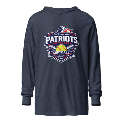 Performance | Hooded Long Sleeve T Shirt | LFMS Athletics | Patriots Softball Logo