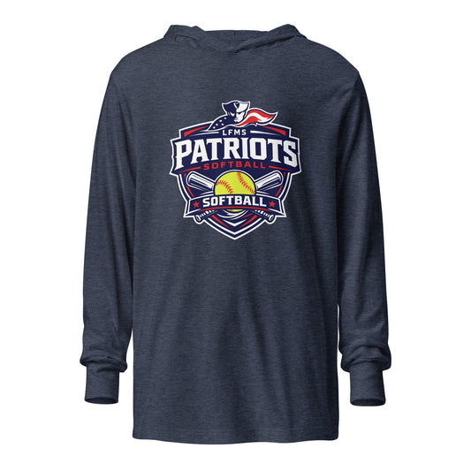 Performance | Hooded Long Sleeve T Shirt | LFMS Athletics | Patriots Softball Logo
