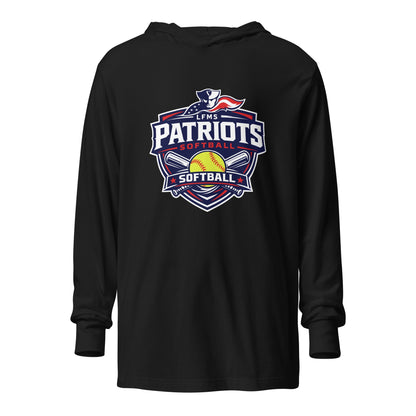 Performance | Hooded Long Sleeve T Shirt | LFMS Athletics | Patriots Softball Logo