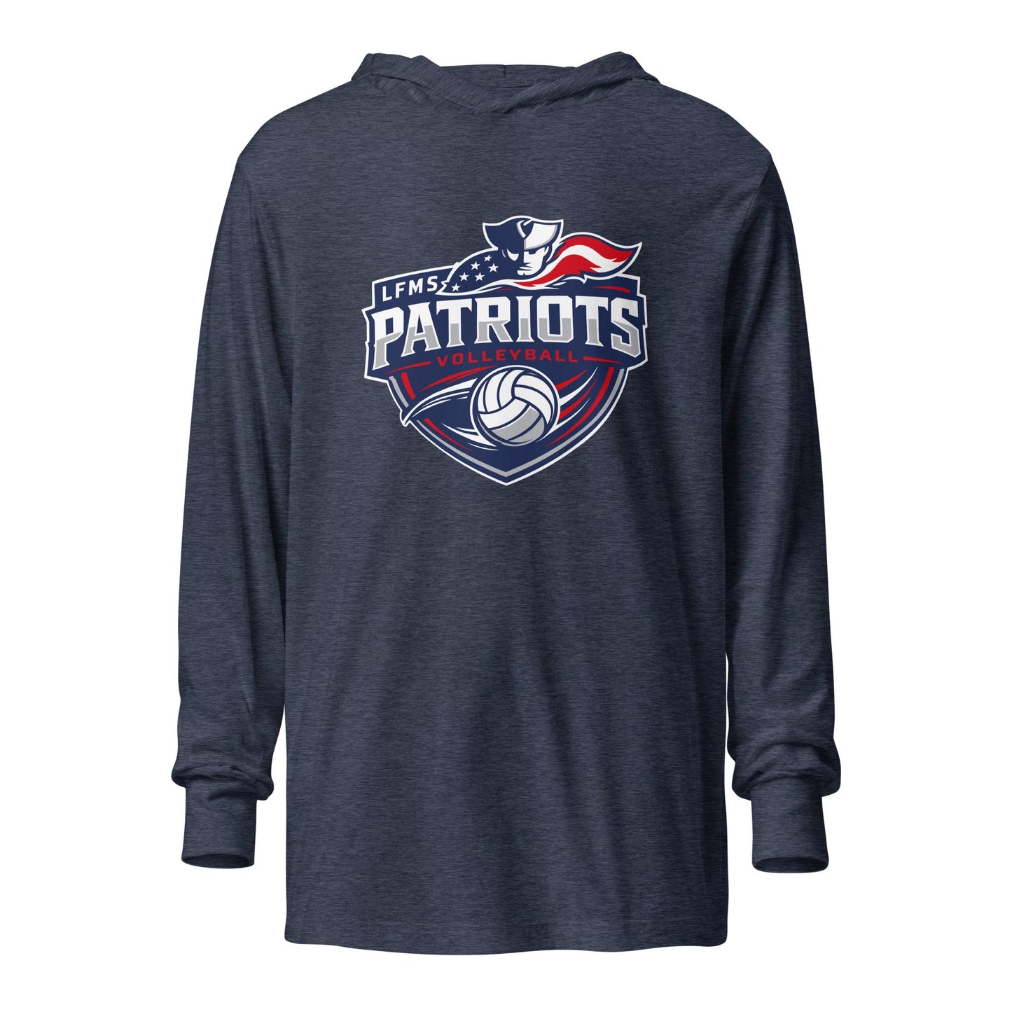 Performance | Hooded Long Sleeve T Shirt | LFMS Athletics | Patriots Volleyball Logo