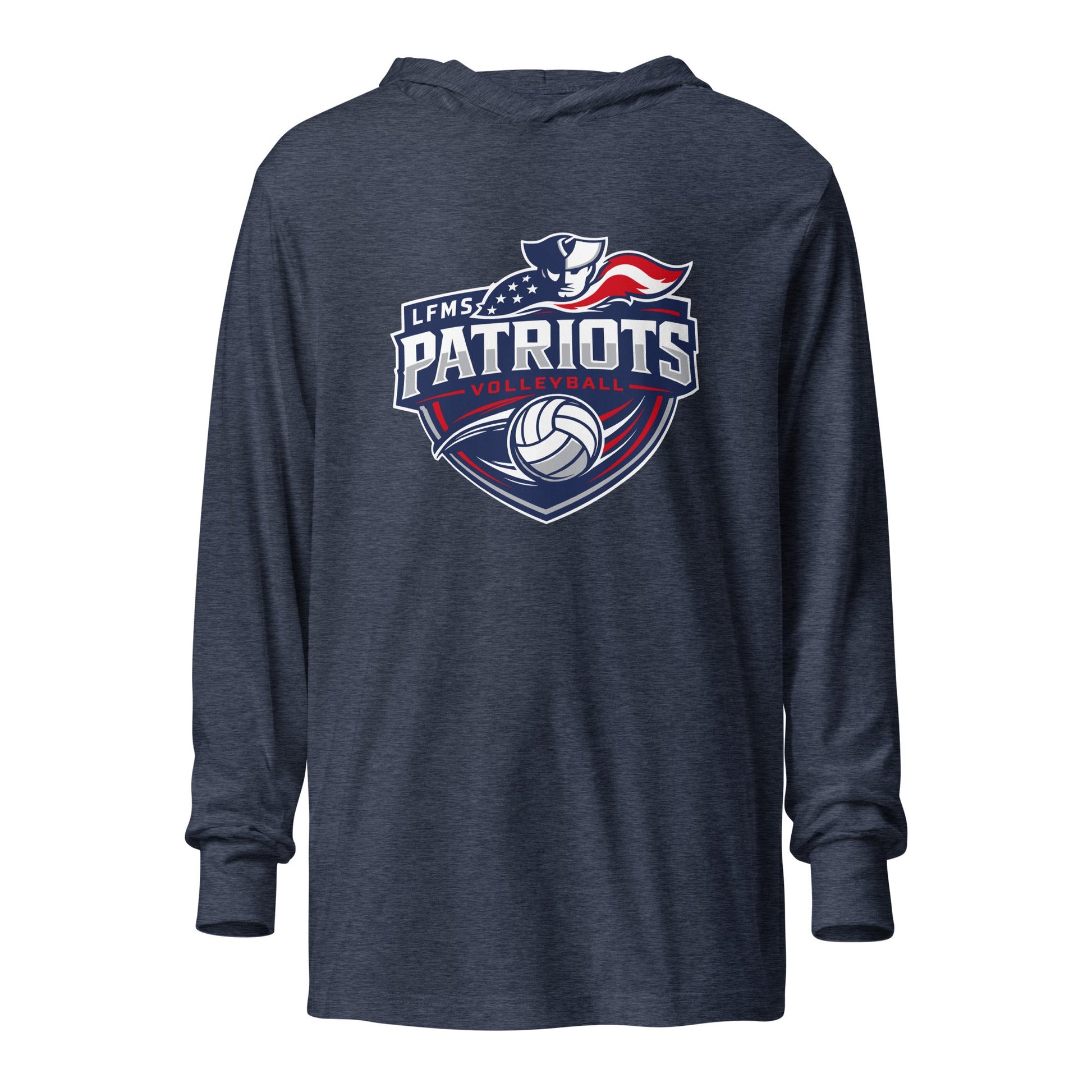 Performance | Hooded Long Sleeve T Shirt | LFMS Athletics | Patriots Volleyball Logo