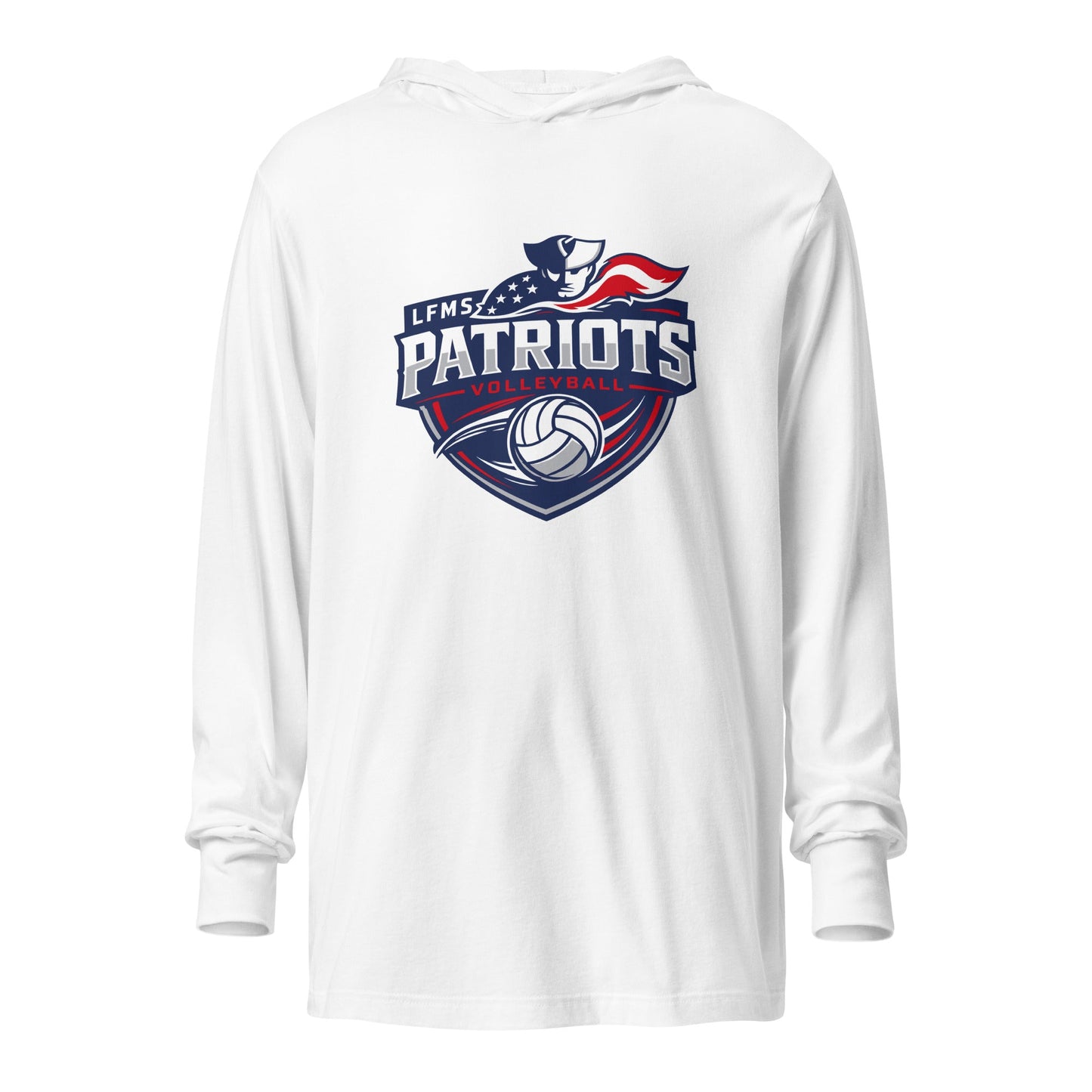 Performance | Hooded Long Sleeve T Shirt | LFMS Athletics | Patriots Volleyball Logo