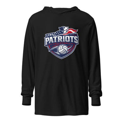 Performance | Hooded Long Sleeve T Shirt | LFMS Athletics | Patriots Volleyball Logo