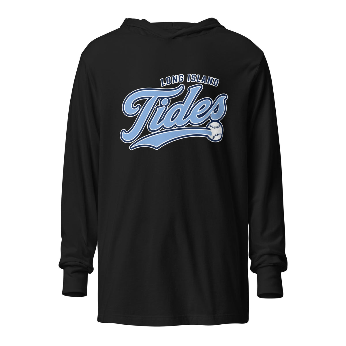 Performance | Hooded Long Sleeve T Shirt | Long Island Tides Baseball | Athletics Logo