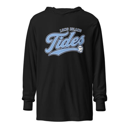 Performance | Hooded Long Sleeve T Shirt | Long Island Tides Baseball | Athletics Logo