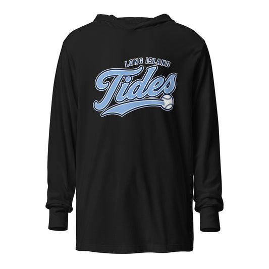 Performance | Hooded Long Sleeve T Shirt | Long Island Tides Baseball | Athletics Logo
