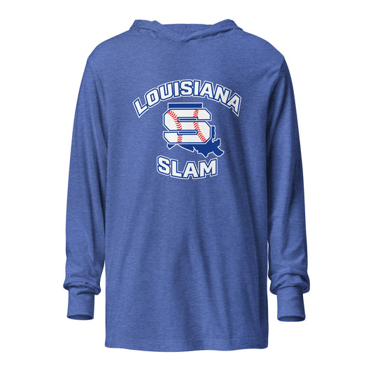 Performance | Hooded Long Sleeve T Shirt | Louisiana Slam Baseball | Emblem Logo