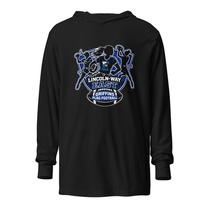 Performance | Hooded Long Sleeve T Shirt | LWE Flag Football | Athletics Logo