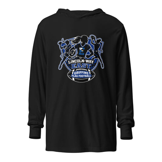 Performance | Hooded Long Sleeve T Shirt | LWE Flag Football | Athletics Logo