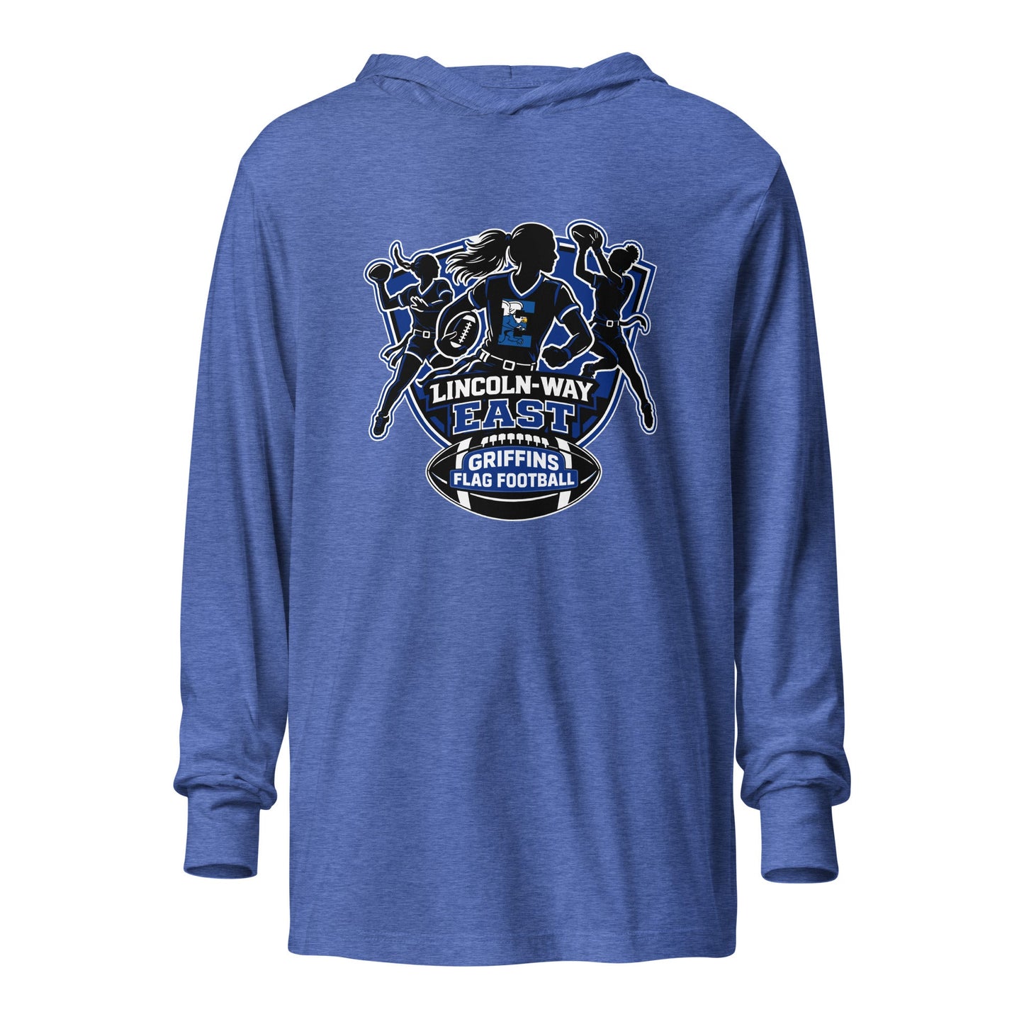 Performance | Hooded Long Sleeve T Shirt | LWE Flag Football | Athletics Logo