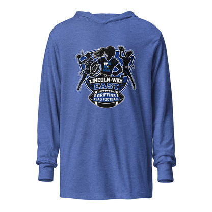 Performance | Hooded Long Sleeve T Shirt | LWE Flag Football | Athletics Logo