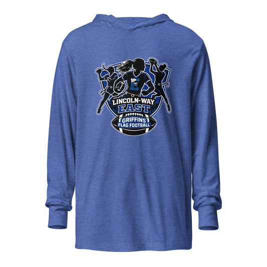 Performance | Hooded Long Sleeve T Shirt | LWE Flag Football | Athletics Logo