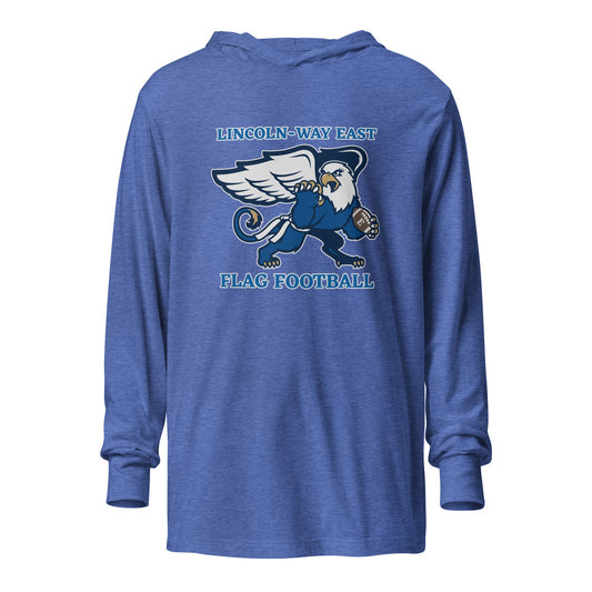 Performance | Hooded Long Sleeve T Shirt | LWE Flag Football | Crest Logo