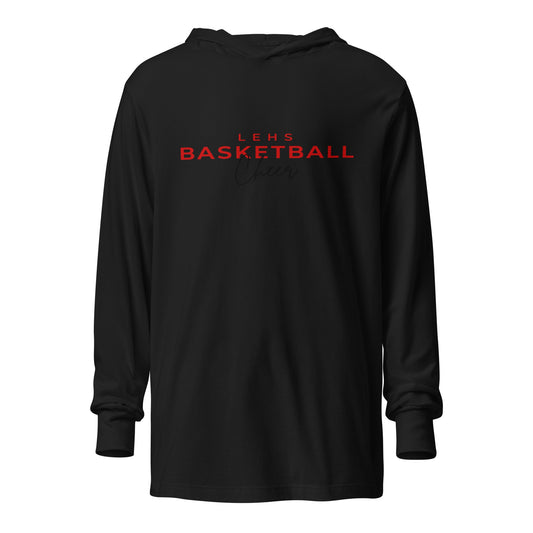 Performance | Hooded Long Sleeve T Shirt | Lynn English Cheerleading | Bulldogs Basketball Logo