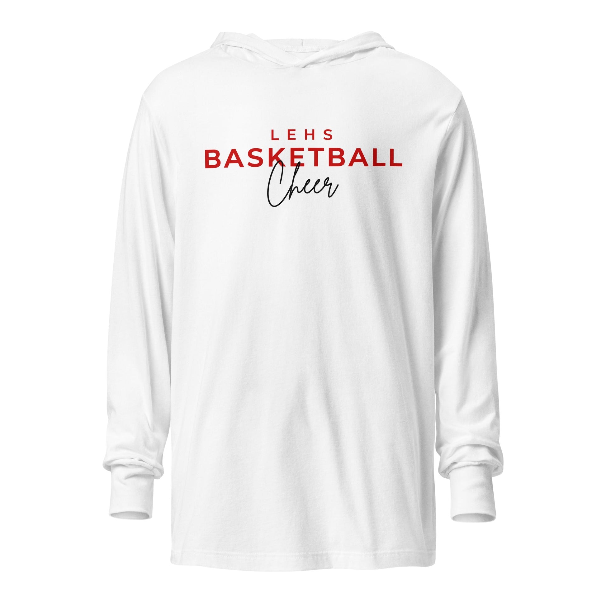 Performance | Hooded Long Sleeve T Shirt | Lynn English Cheerleading | Script Logo