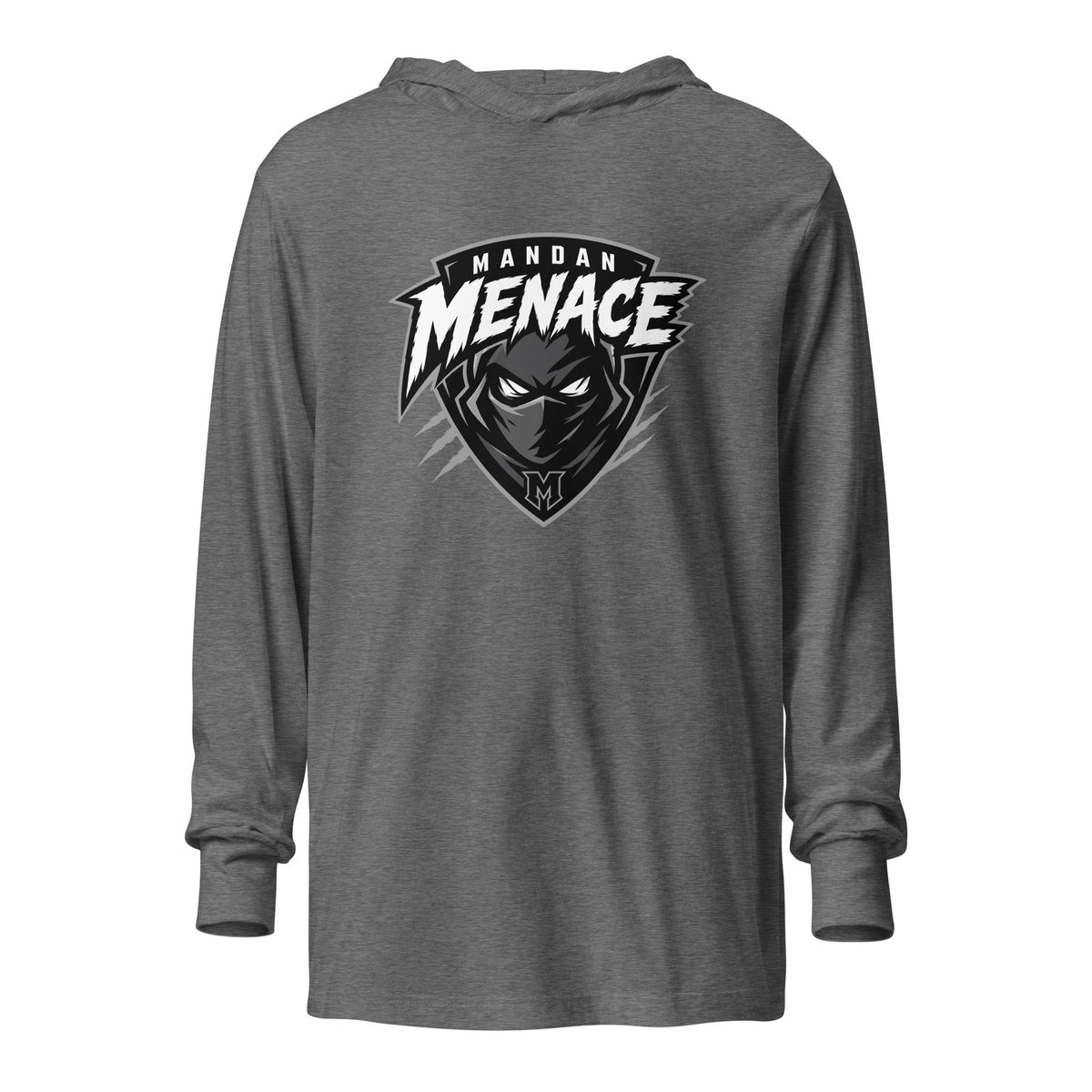 Performance | Hooded Long Sleeve T Shirt | Mandan Menace | Shield Logo
