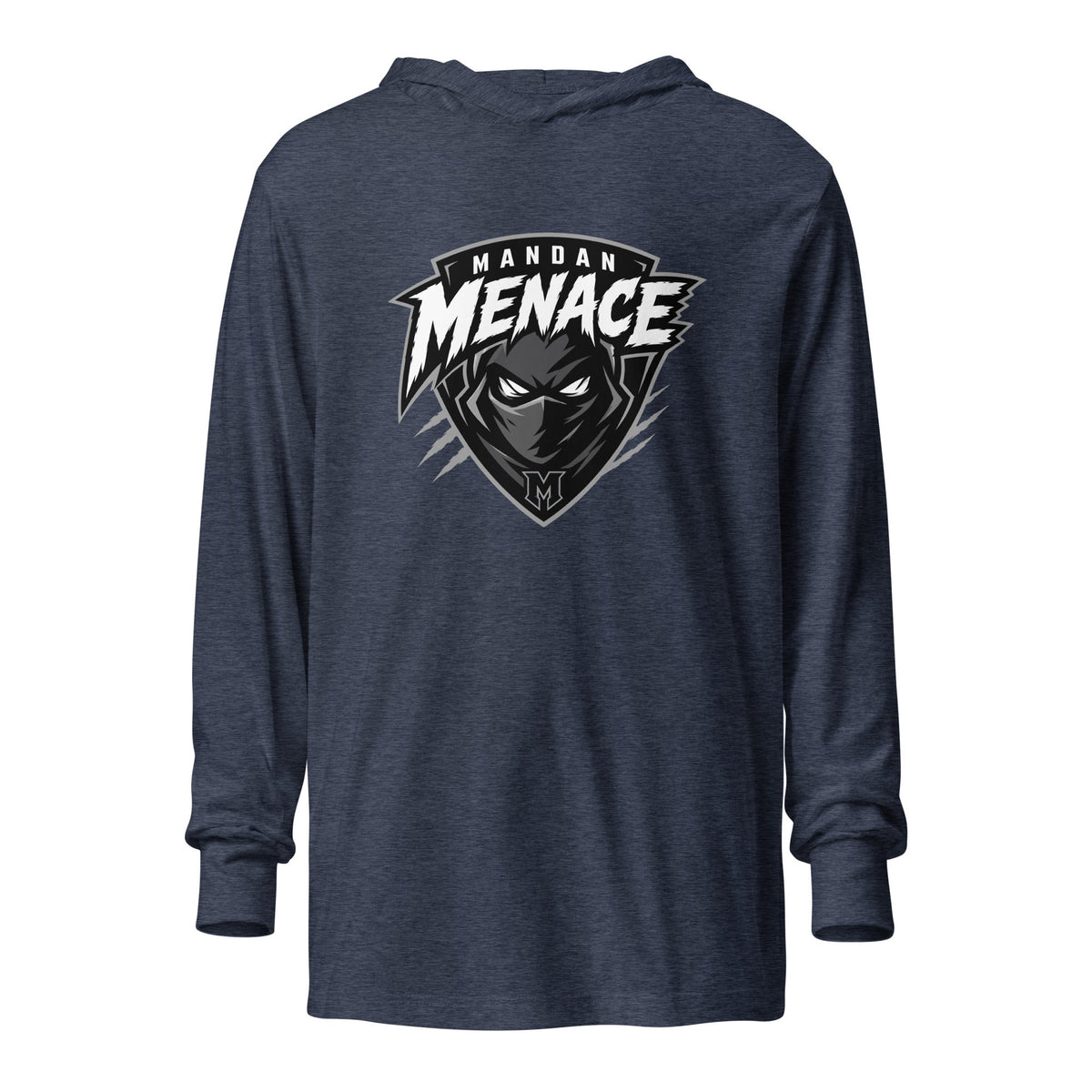 Performance | Hooded Long Sleeve T Shirt | Mandan Menace | Shield Logo