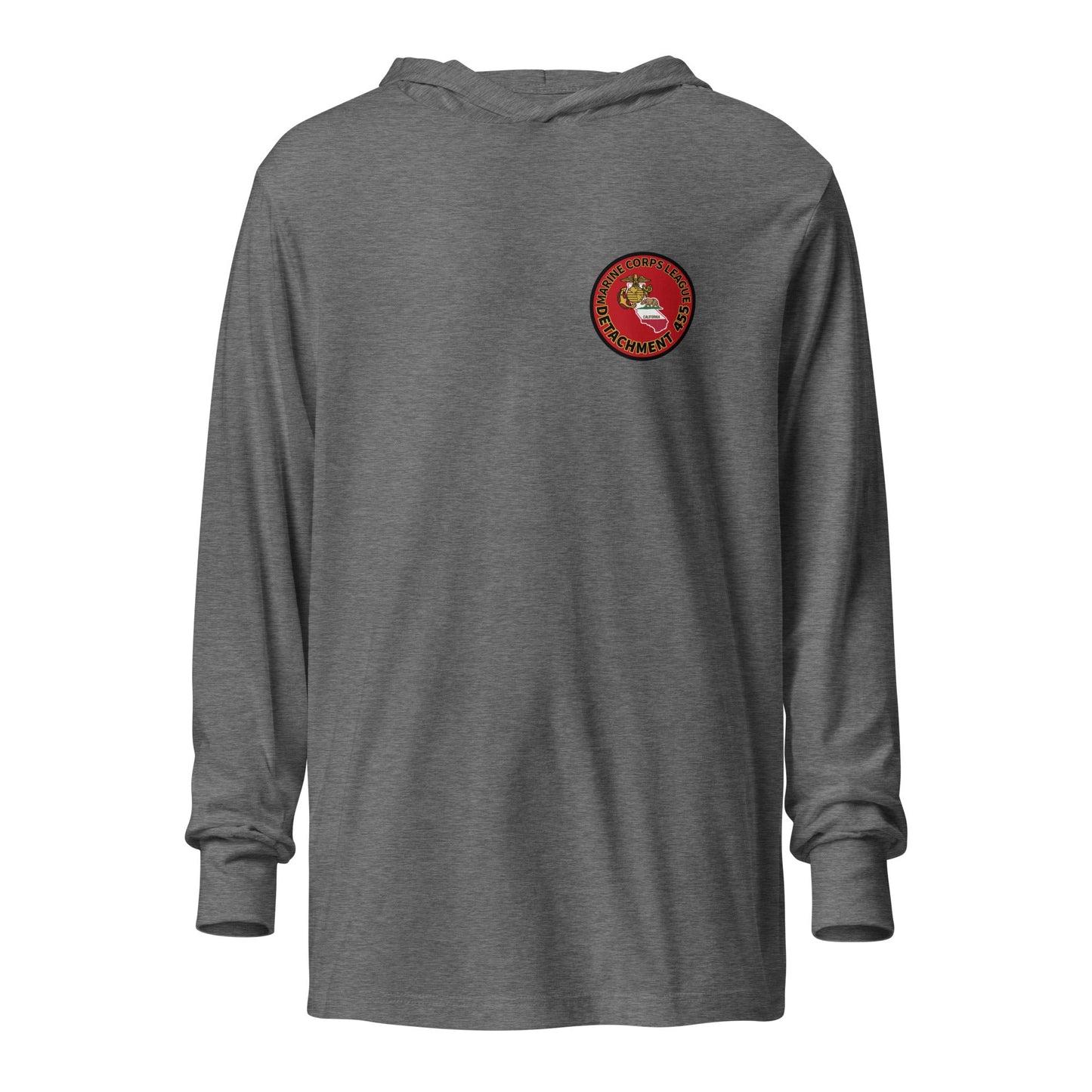 Performance | Hooded Long Sleeve T Shirt | Marine Corps League kings County Det 455 | Badge Logo