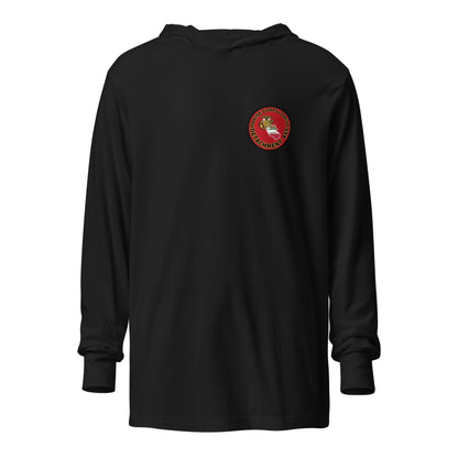 Performance | Hooded Long Sleeve T Shirt | Marine Corps League kings County Det 455 | Badge Logo
