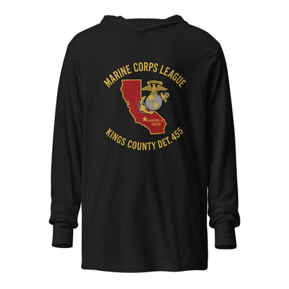Performance | Hooded Long Sleeve T Shirt | Marine Corps League kings County Det 455 | Crest Logo